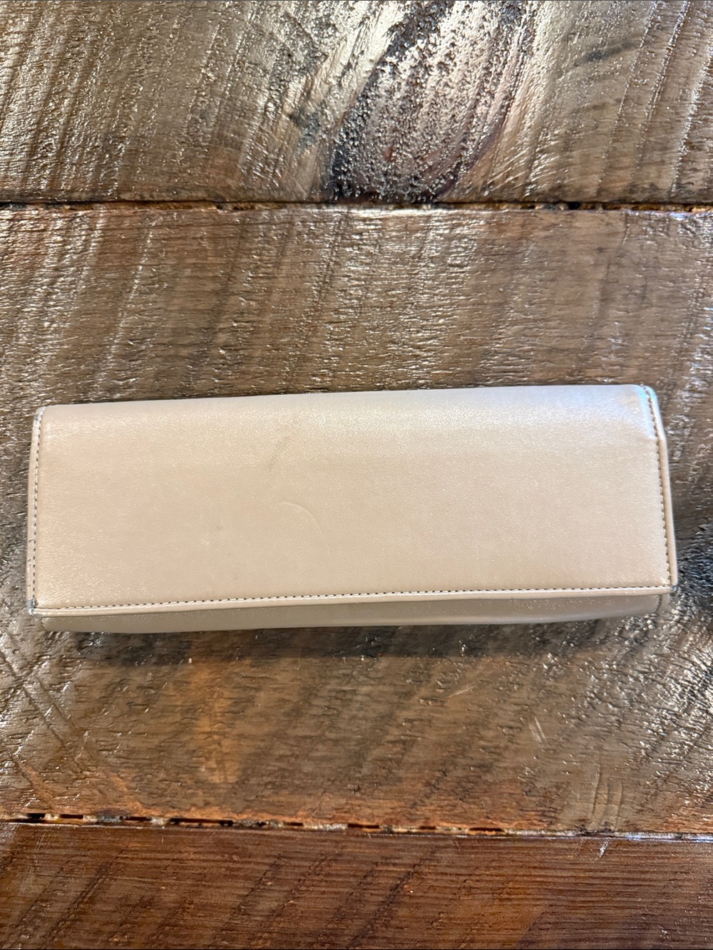 Aldo Beige Leather Snap-Closure Clutch